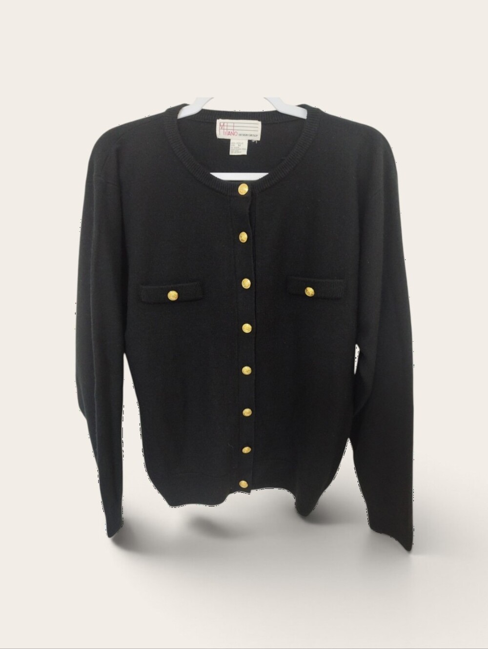 Milano Classic Black Cardigan with Gold Buttons